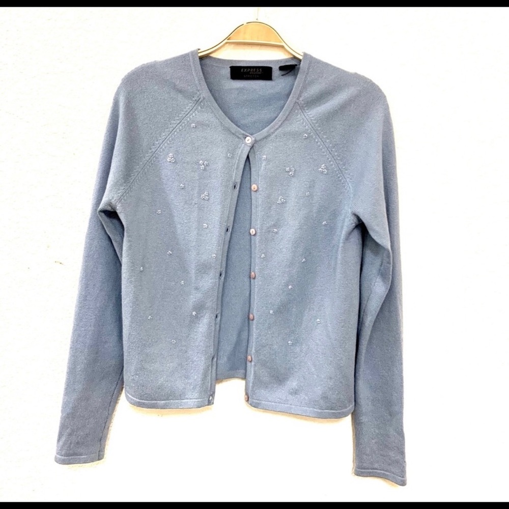 Express Sequin, Silk and Cashmere Cardigan. Size M